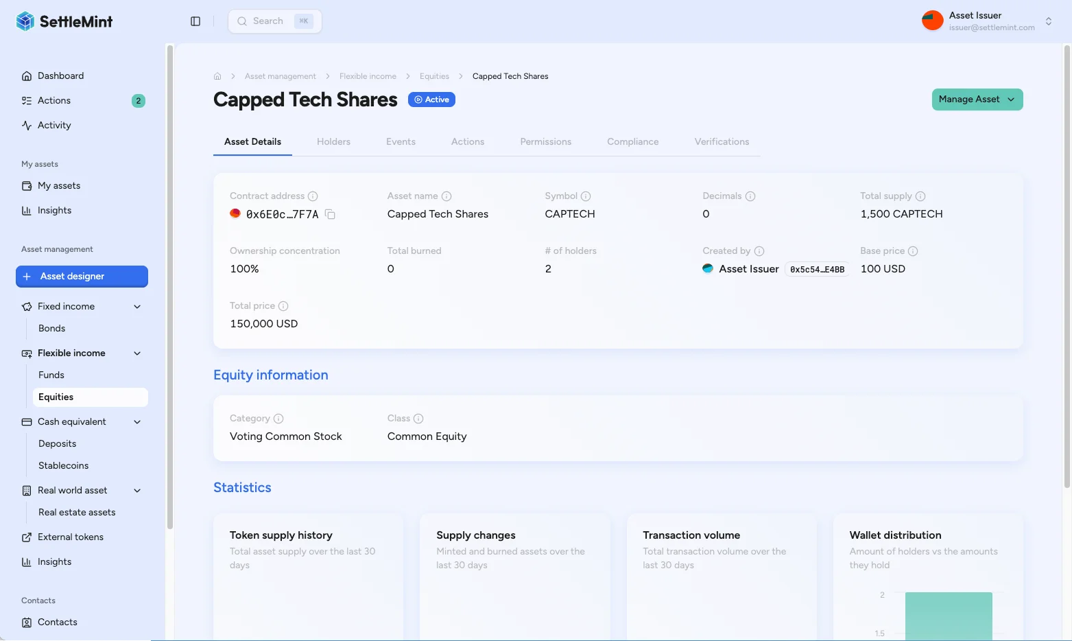 Asset showing Active status