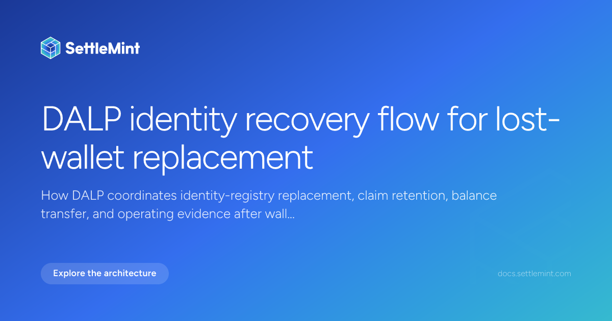 Identity recovery | DALP Documentation | SettleMint