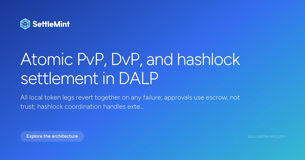 PvP and DvP settlement hub | DALP Documentation | SettleMint