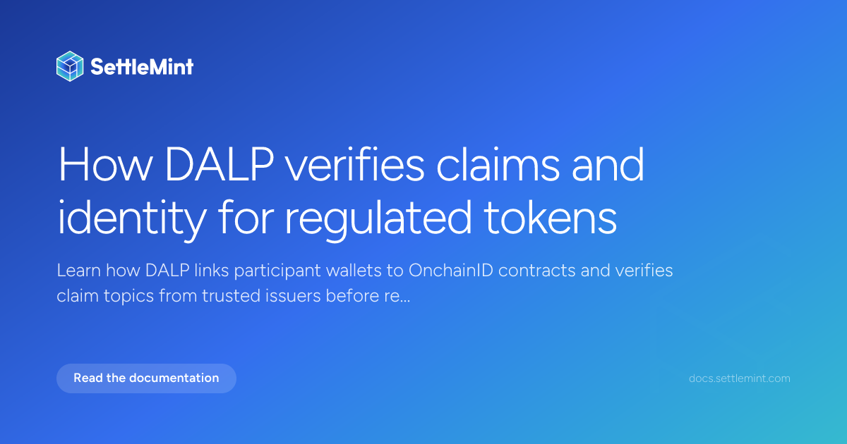 Claims and identity | DALP Documentation | SettleMint