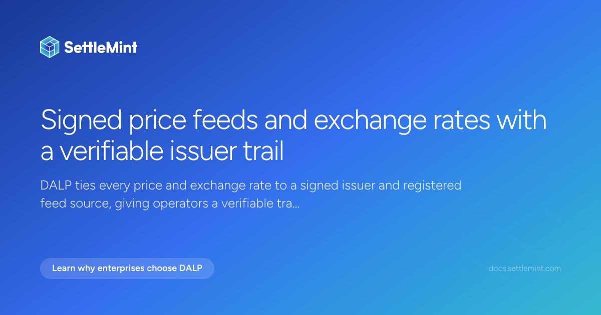 Market data infrastructure | DALP Documentation | SettleMint