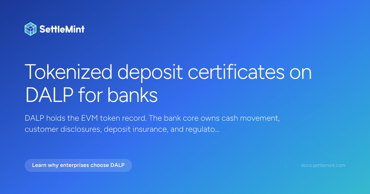 Deposit certificates | DALP Documentation | SettleMint