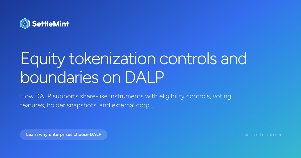 Equities | DALP Documentation | SettleMint