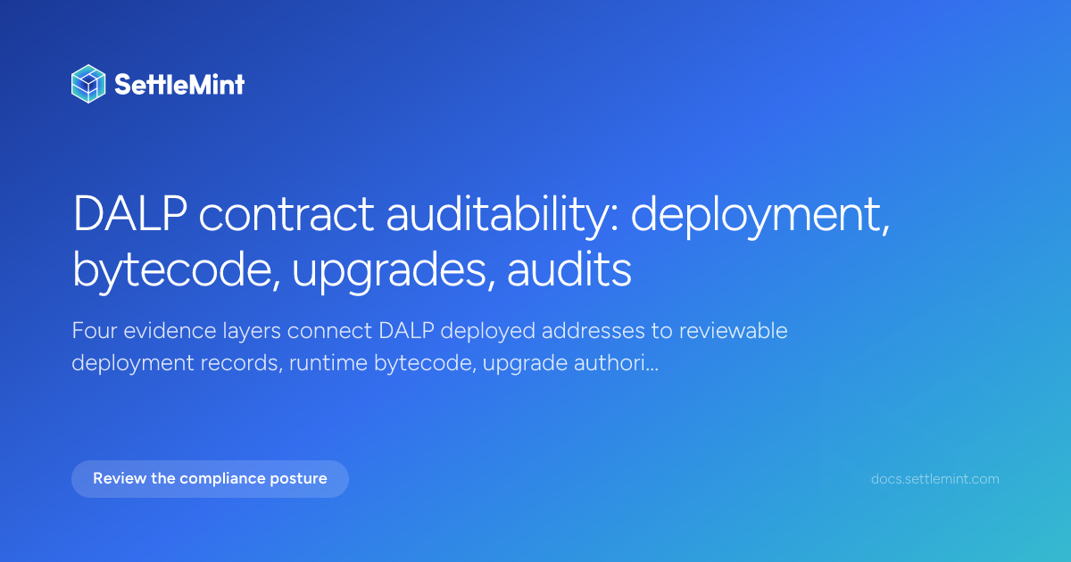 Source verification | DALP Documentation | SettleMint