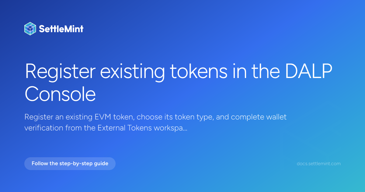 Register external tokens | DALP Documentation | SettleMint