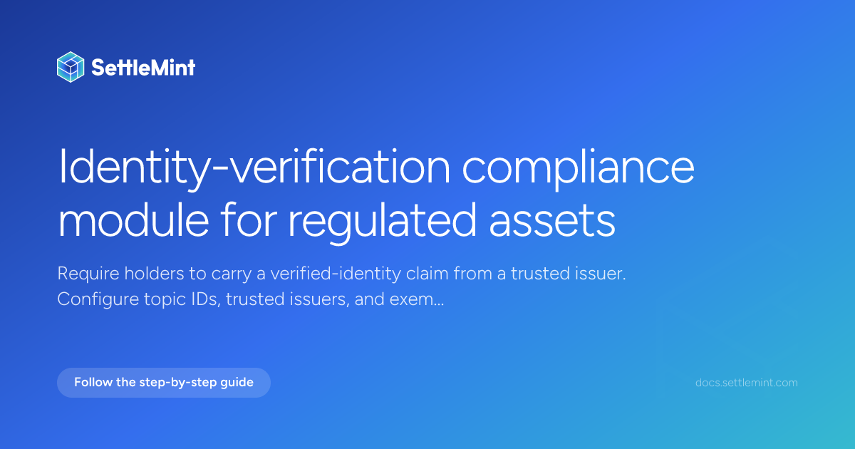 Identity verification | DALP Documentation | SettleMint