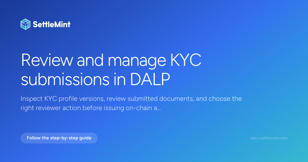 Manage KYC data | DALP Documentation | SettleMint