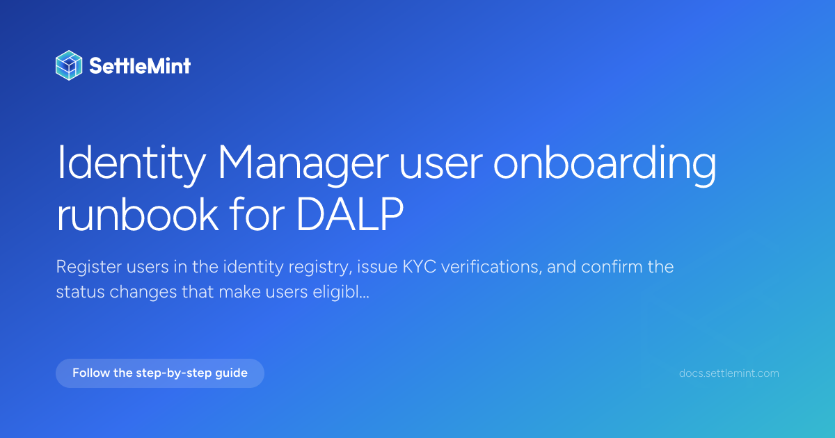 User onboarding | DALP Documentation | SettleMint