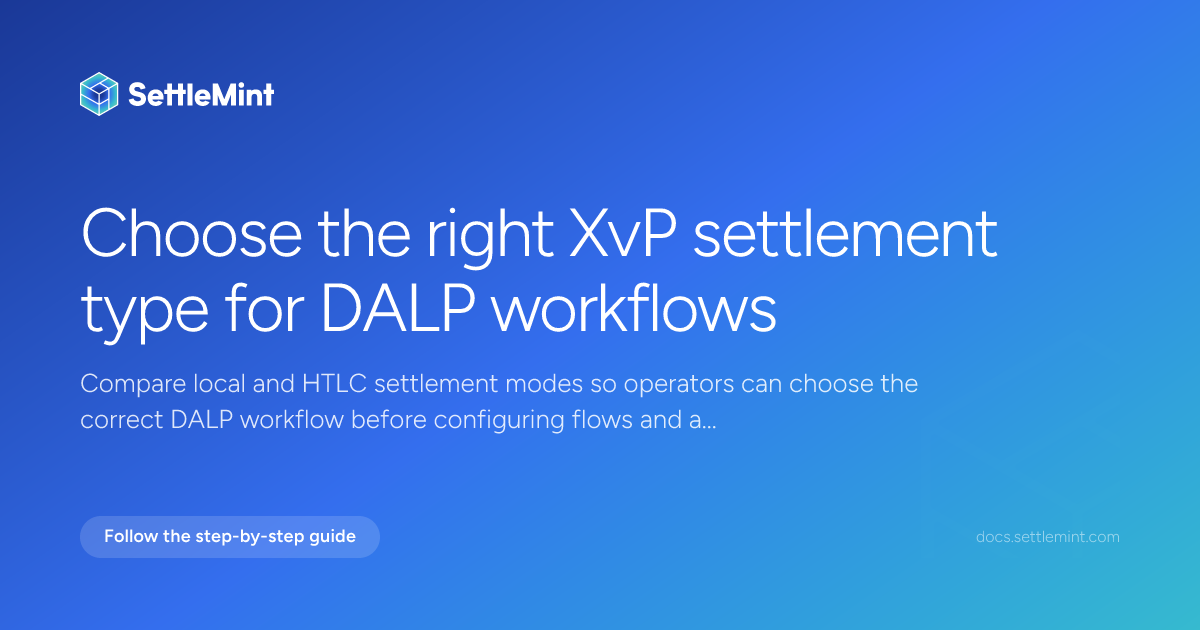 Choose a settlement type | DALP Documentation | SettleMint
