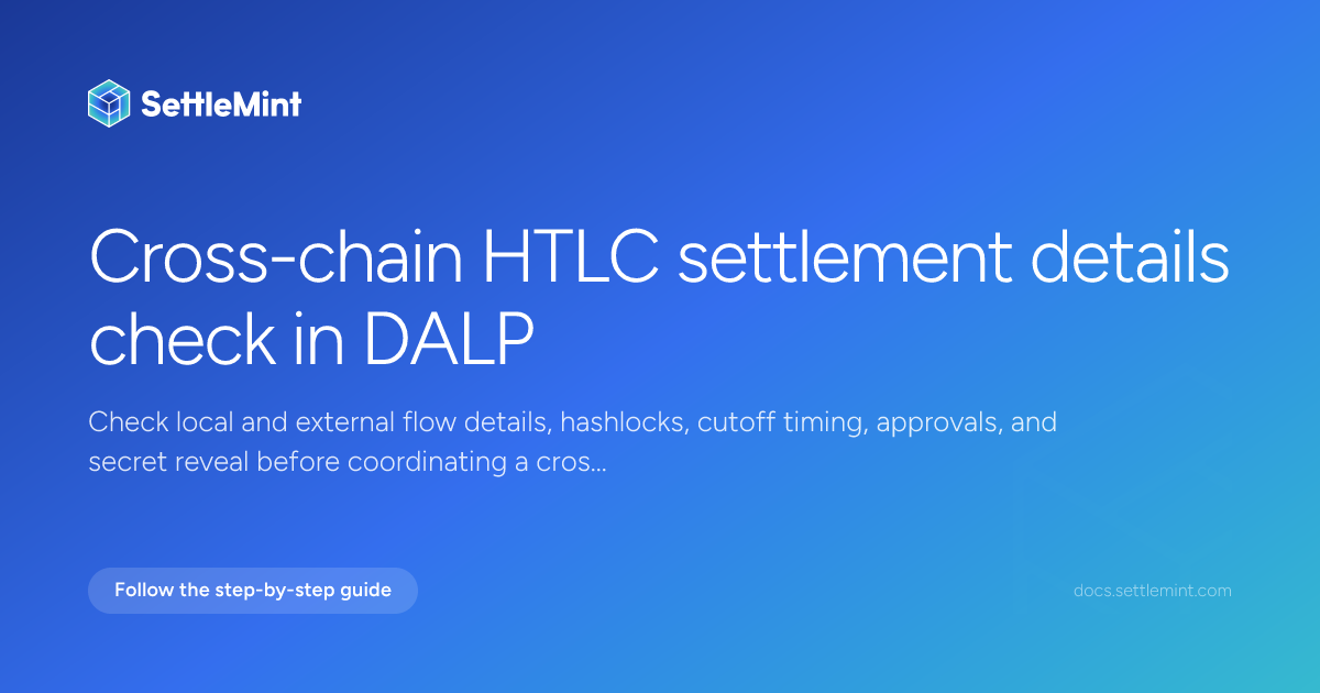 Verify external flows | DALP Documentation | SettleMint