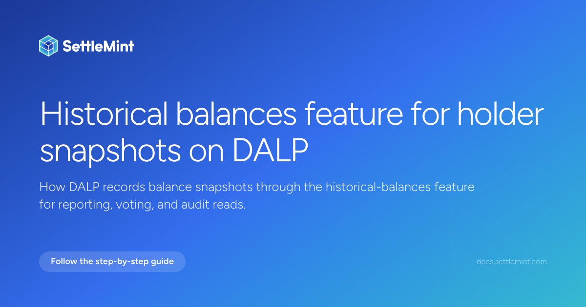 Historical balances | DALP Documentation | SettleMint