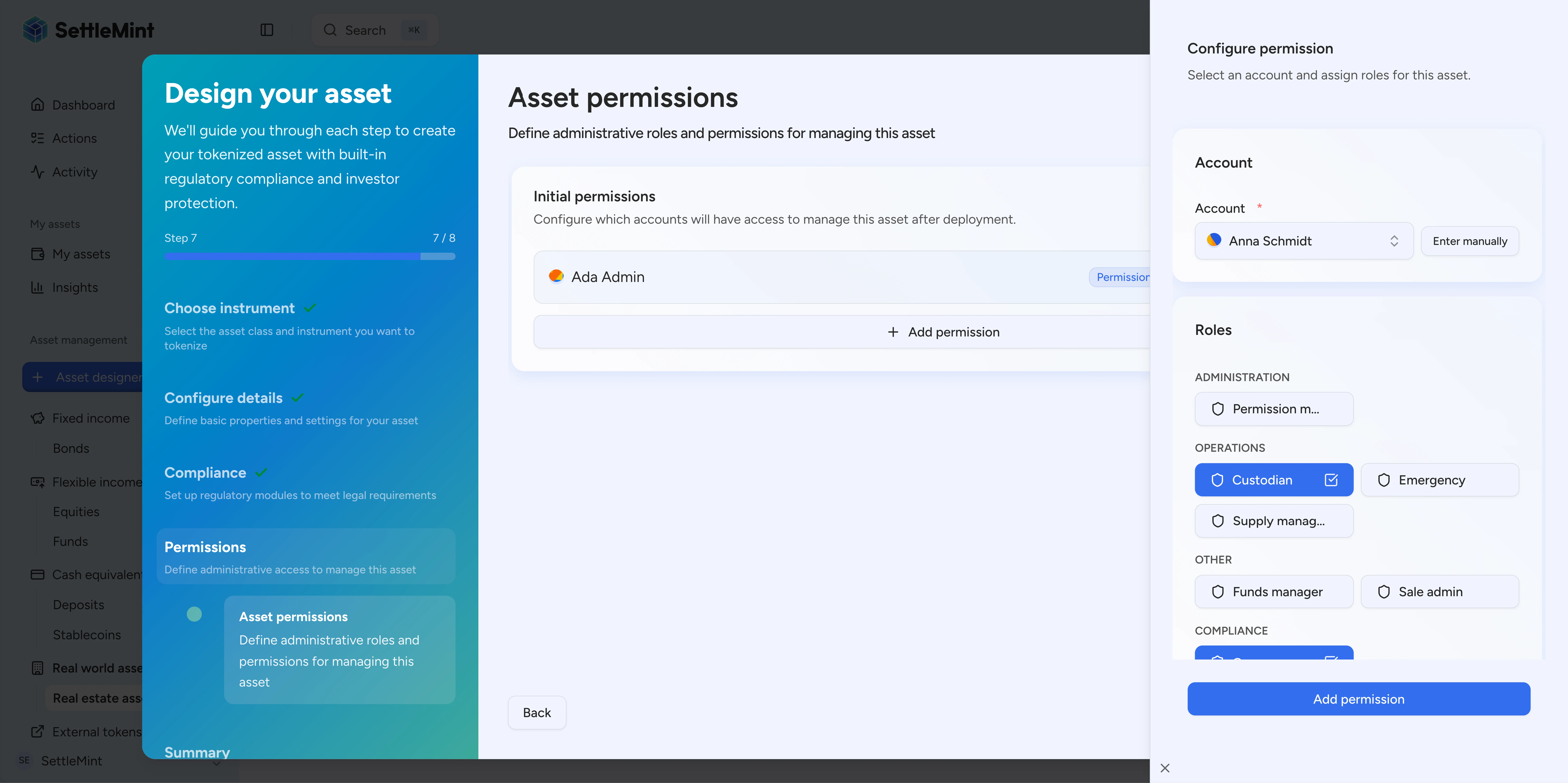 Role-based access control configuration for asset operations