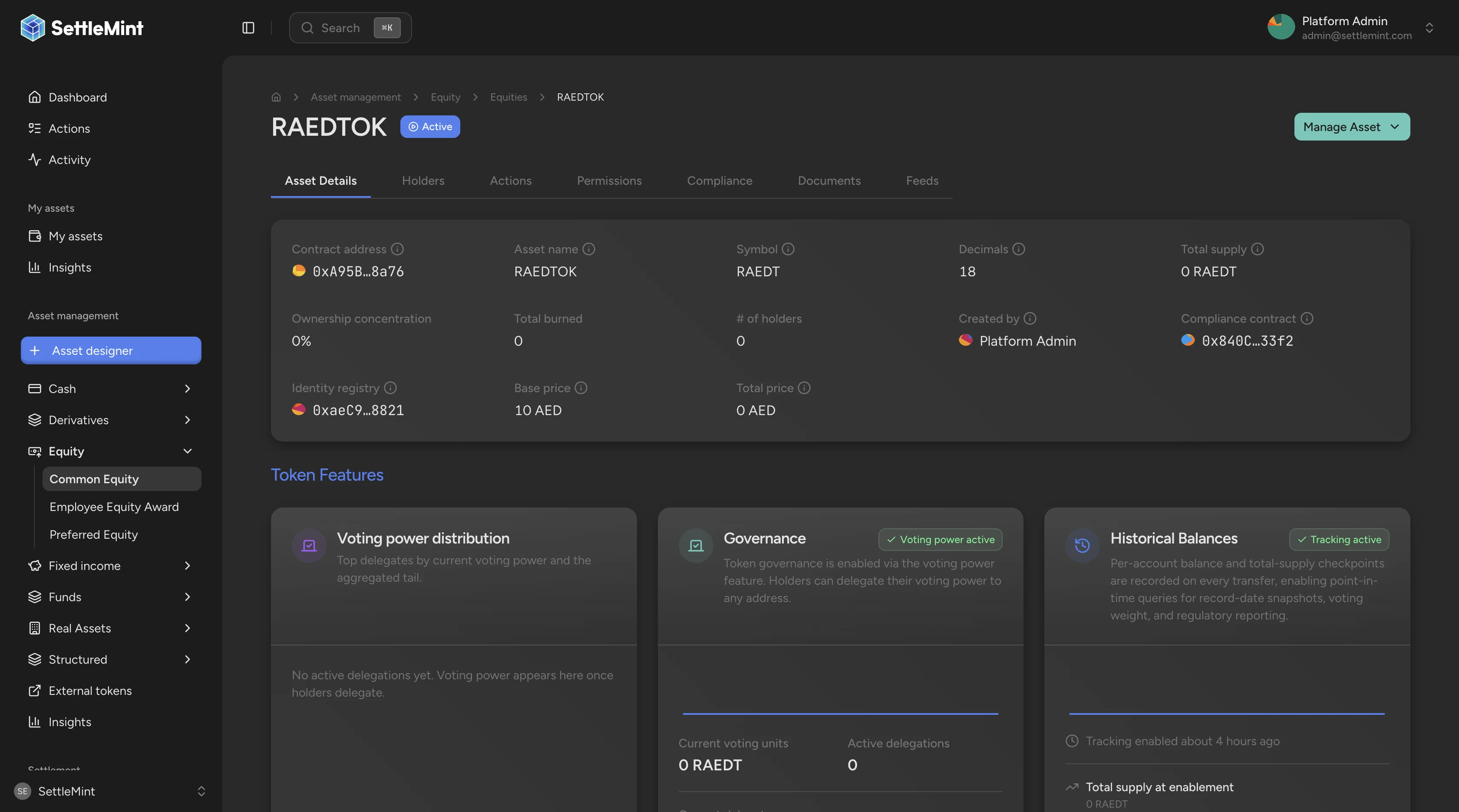 Asset servicing actions in Operations Console