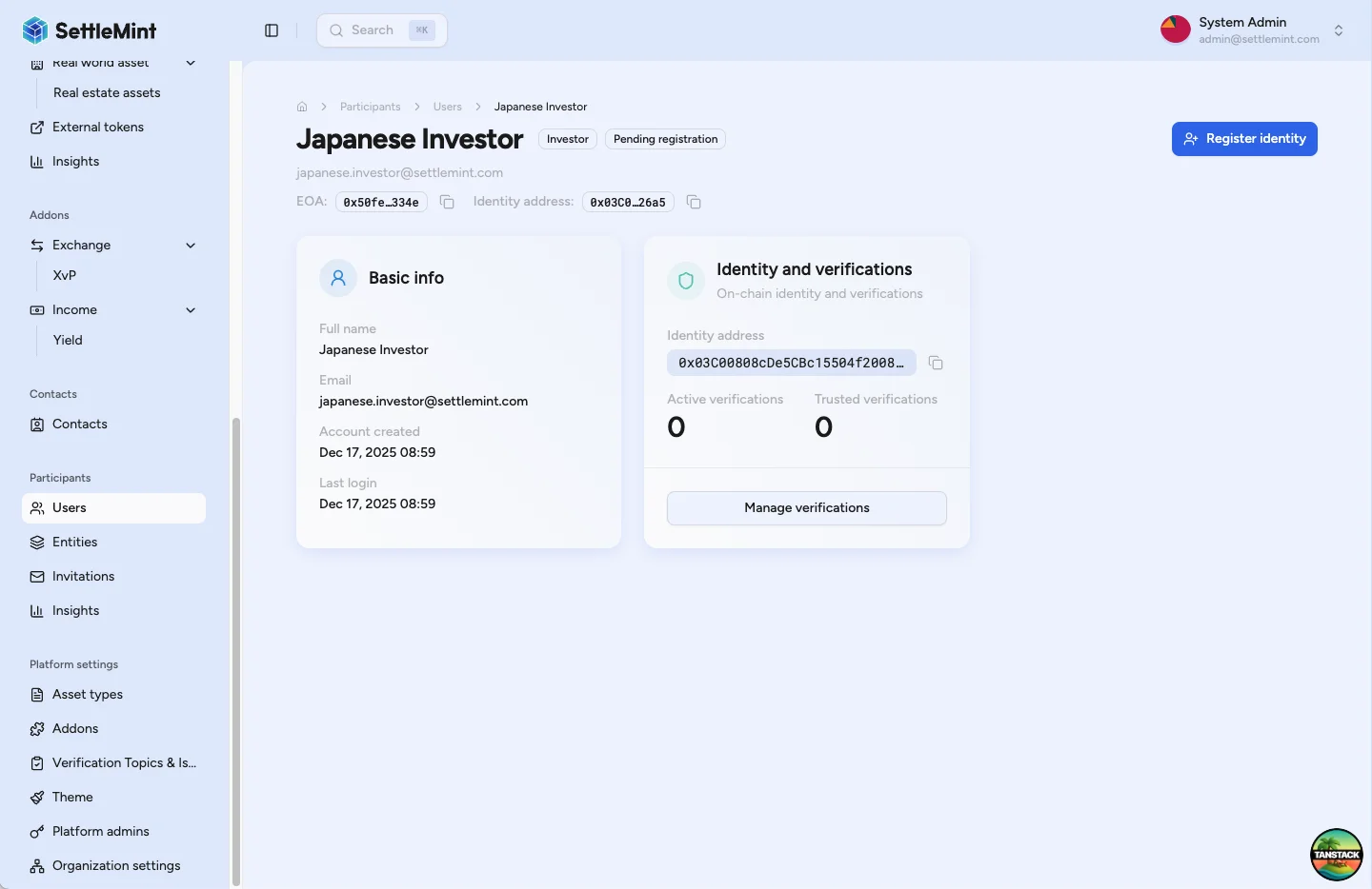Unregistered user profile